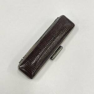 【送料無料】縁起の良い金布　高級 印鑑ケース・茶・トカゲ（本物）12mm×60mm【No.125】1263tokb