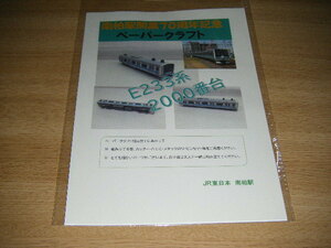 【JR東日本首都圏本部】常磐線各駅停車南柏駅70周年記念プロジェクト E233-2000ペーパークラフト1組