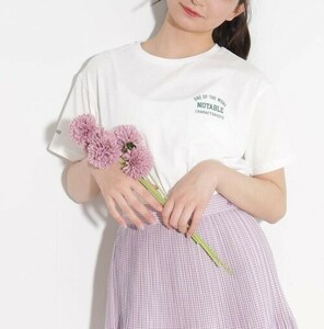 ラスト　新品　PINK-latte　ワンポイントカレッジワンポイントカレッジTシャツ　オフホワイト(003)　13(130cm)　定価1089円