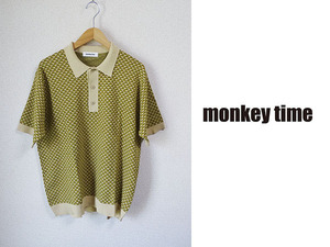 * free shipping anonymity shipping * beautiful goods *monkey time* Monkey time *COTTON RETRO JACQUARD PL* polo-shirt 