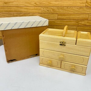 未使用 木製 裁縫箱 ソーイングボックス 道具箱 収納！