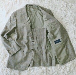  Burberry London tailored jacket [BURBERRY LONDON][ size L corresponding 100-94-170][ check pattern ][2B][ silk ]1 jpy start 