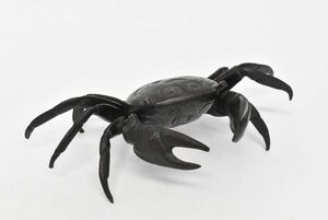 (795S 0515M9) 1円～ 蟹 置物 オブジェ 銅製 細密彫刻 インテリア 工芸品
