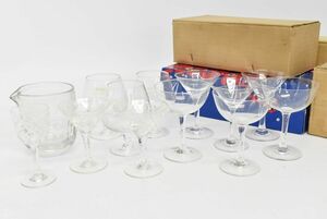 (800L 0521M24) 1 jpy ~ unused glass tableware 3 box set 13 point wine glass champagne glass sake cup and bottle cup other together 