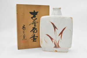 (817M 0528S7) 1 иен ~ прекрасный товар Shino .. изначальный обжиг в печи структура .. ваза ваза для цветов вместе коробка антиквариат товар античный retro 