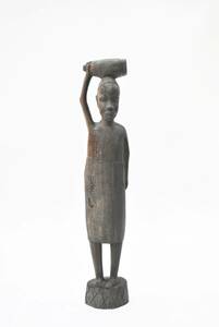 (801S 0515S8) 1円～ タンザニア製 木彫 置物 民芸品 工芸品 アフリカ 彫刻 木製 アンティーク