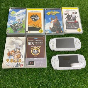 【現状品】『5-343』SONY PlayStation Portable PSP-1000 ホワイト本体×2 Winning Eleven9含むソフト6本まとめ