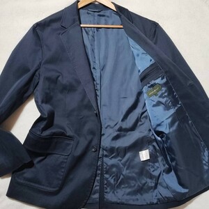 美品 XL相当! エディバウアー アンコン Eddie Bauer テーラードジャケット サマー ストレッチ 綿 紺 メンズ 大きいサイズ 着心地◎ 春 夏