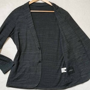 極美品 XL~L相当 ニット ユナイテッドアローズ UNITED ARROWS テーラードジャケット カーディガン サマー アンコン ストレッチ 綿 灰 春 夏