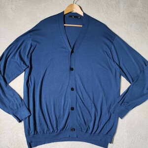  ultimate beautiful goods rare XXL! silk +J plus J Jil Sander × Uniqlo V neck cardigan cotton silk cotton men's large size comfortable * spring summer blue 
