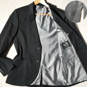 美品 XL位! 希少背中切り替え! アルマーニ ARMANI テーラードジャケット アンコン 黒 メンズ 大きいサイズ 着心地◎ 春 夏 爽やか LL 高級