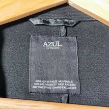 美品 L ストレッチ アンコン アズールバイマウ AZUL テーラードジャケット パイピング 綿 黒 メンズ 大きいサイズ 着心地◎ 春 夏 爽やか_画像5