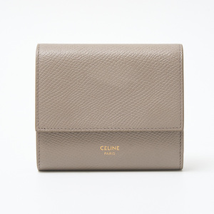 CELINE セリーヌ スモール トリフォールドウォレット 10B573BEL.10BL 三つ折り財布 カーフスキンレザー グレー（ペブル）×ゴールド