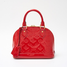 LOUIS VUITTON ルイヴィトン アルマ BB M90174 2WAY ハンド ショルダーバッグ モノグラム・ヴェルニ×レザー レッド レディース_画像1