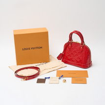 LOUIS VUITTON ルイヴィトン アルマ BB M90174 2WAY ハンド ショルダーバッグ モノグラム・ヴェルニ×レザー レッド レディース_画像9