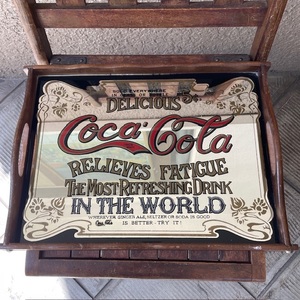 レア！60's〜70's COLA コカコーラのミラートレイ鏡　アメリカアンティーク/レストランUSAヴィンテージインテリア雑貨アドバタイジング
