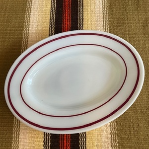  ценный!70's якорь ho  King фирма овальный plate тарелка USA Vintage посуда /60's Pyrex fireking античный Mid-century 