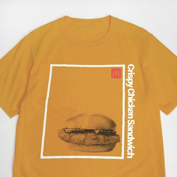 00s Mcdonalds マクドナルド ハンバーガー フォトプリント デザイン ロゴ アート Tシャツ アド ノベルティ ビンテージ　企業物 古着
