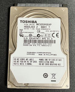 【2.5HDD】500GB 9.5mm TOSHIBA MK5059GSXP