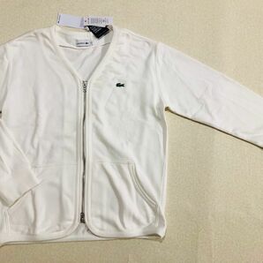 新品　サイズ5　 L　 LACOSTE 　ラコステ　 ジップアップ 　トレーナー生地　白　スウェット生地