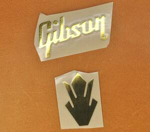 *Gibson Logo & Crown Gold metal наклейка-логотип *
