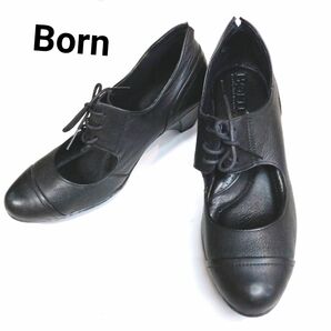 中古☆【Born】ブラック 本革 レザー Mary Jane Heels レザーシューズ 革靴