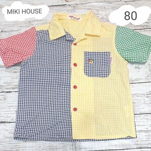 ミキハウス MIKI HOUSE ヴィンテージ チェック 半袖 シャツ 80センチ