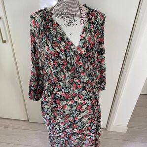 ZARA ワンピース 総柄 長袖 高級感 ドレス 花柄