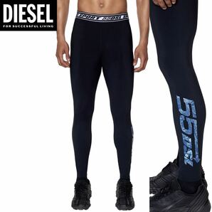 新品 未使用 タグ付き ★定価18,700円 DIESEL SPORT ディーゼル スポーツ メンズ Lサイズ レギンス スパッツ ロゴ ブラック 17の画像1