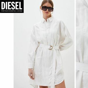 新品 未使用 タグ付き ★定価52,800円 DIESEL ディーゼル レディース XSサイズ シャツワンピース パッチワークデザイン ロングシャツ 05