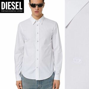 新品 未使用 タグ付き ★定価27,500円 DIESEL ディーゼル メンズ Sサイズ Dロゴ ワンポイント シャツ コットン サステナブル ホワイト 白06