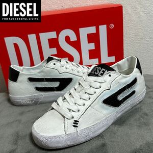 新品 未使用 箱あり★定価36,300円 DIESEL ディーゼル レディース 23cm Dロゴ スニーカー シューズ スエード ホワイト ダーティ加工 07