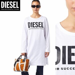 新品 未使用 タグ付き ★定価20,900円 DIESEL ディーゼル レディース XSサイズ ロゴ プリント ワンピース Tシャツ コットン 長袖 20