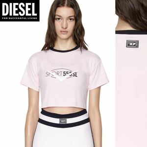 新品 未使用 タグ付き ★定価11,000円 DIESEL SPORT ディーゼル スポーツ レディース Mサイズ ロゴ プリント クロップド丈 半袖 Tシャツ 27