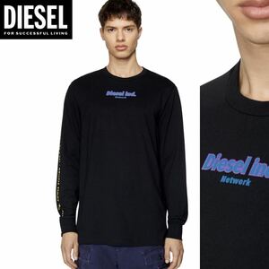 新品 未使用 タグ付き ★定価15,400円 DIESEL ディーゼル メンズ XLサイズ グラフィック プリント ロンT Tシャツ 長袖 ブラック 23