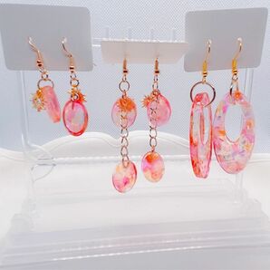 ハンドメイド レジン ピアス 3つセット