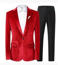 DS01a storelj新品 メンズ スーツ ベルベット素材 レッド(赤) 上下セット ブルゾン5色タキシードカラオケ大会M L-6XL演歌 歌手衣装舞台_画像1