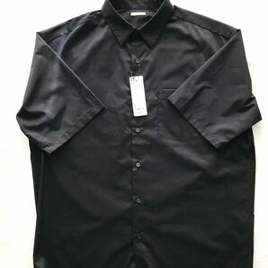 GU ブロードオーバーサイズシャツ五分袖　メンズ　ブラック　L