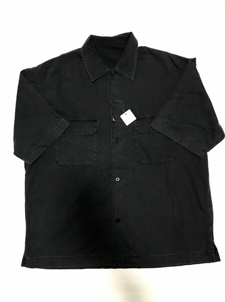 GU ライトデニムオーバーサイズワークシャツ五分袖　メンズ　グレー　L