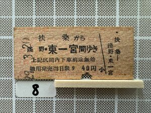 Ka8.[ railroad hard ticket passenger ticket ]. mulberry .. higashi Ichinomiya 