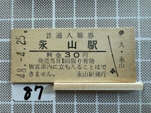 Mb87.【硬券 鉄道 入場券】 永山駅