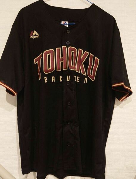 majestic製 メンズMサイズ 楽天イーグルス ユニフォーム TOHOKU rakuten ベースボールシャツ 背番号無し 黒 半袖