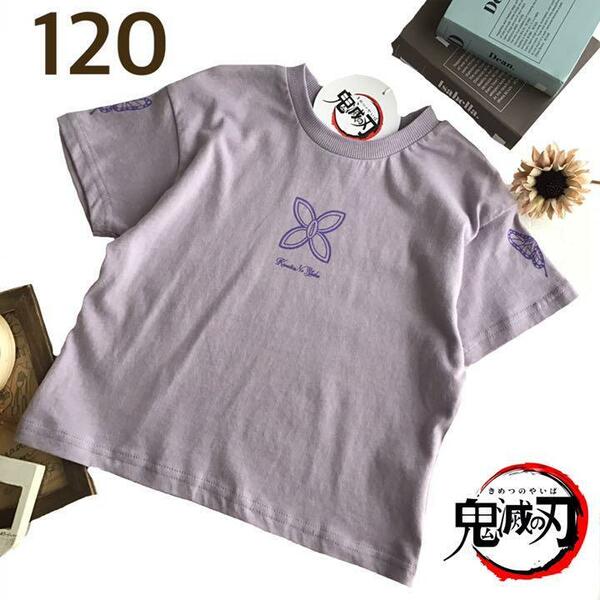 【120】鬼滅の刃 胡蝶しのぶ 鬼 半袖 Tシャツ 紫系