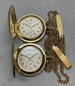 SEIKO Seiko pocket watch inside . total . large .. quartz Gold 2 point set summarize 