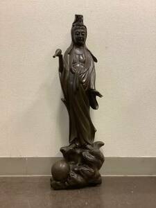 水瓶観音菩薩立像 在銘 観音像 仏像 東洋彫刻 仏教美術 高さ63cm 置物 