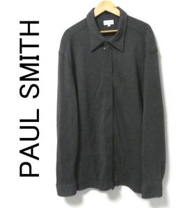 正規品 希少 大きいサイズ3L 90s ビンテージ PAUL SMITH ポールスミス ウール フルジップアップ シャツ チャコールグレー