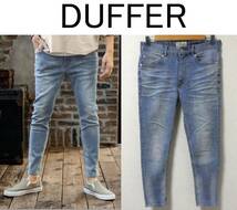 正規品 美品 20SS The DUFFER of ST.GEORGE ダファー LINEN DENIM 麻混ストレッチ スキニーデニム パンツ ジーンズ S ライトブルー 107070_画像1