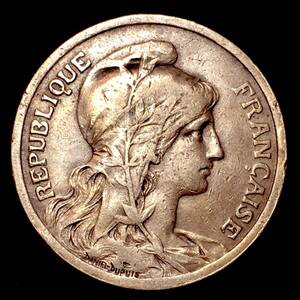 1916年 フランス 10サンチーム 銅貨 女神マリアンヌ 本物保証