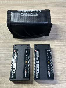 [ used ]HITEC high Tec XPOWER R-SPEC Li-po 7.4V 3800mAh Short lipo battery 2 ps +....TRION safety bag Mini 