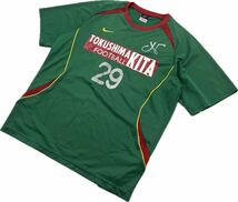 NIKE ☆ 強豪◎ 徳島北高校 サッカー部 グリーン 半袖 シャツ ゲームシャツ ユニフォーム Tシャツ XXL サッカー フットサル ナイキ■BB268_画像1